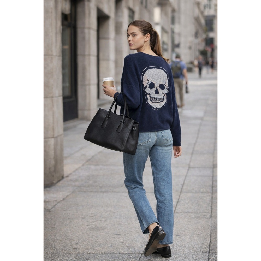 Skull Cashmere Blaine lace-up‎ sweater size XS luxe cashmere knit